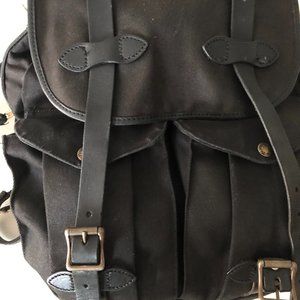Filson  Black Canvas and Leather Backpack